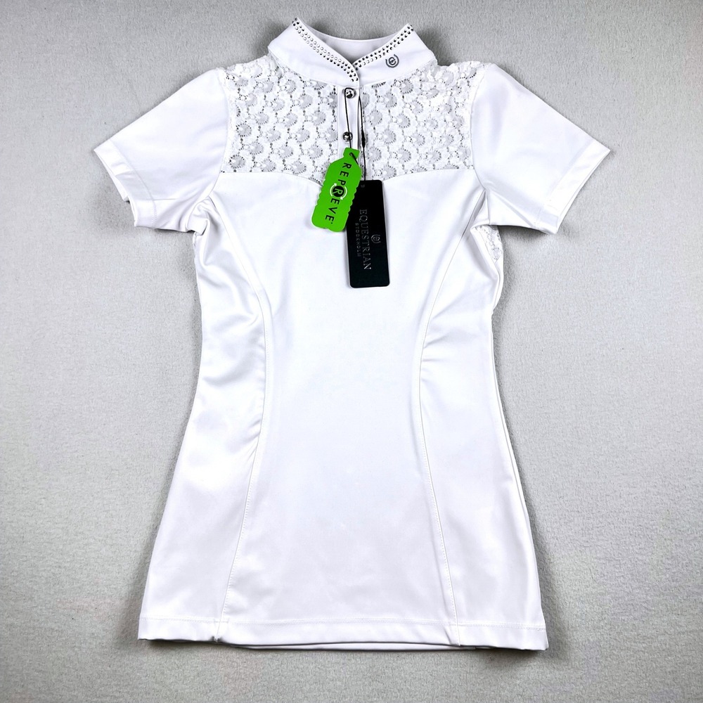 Equestrian Stockholm Crystal Champion Competition Top White Lace XXS NEW